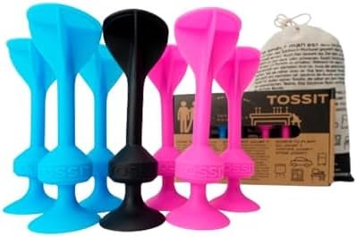 TOSSIT Jeu fléchette Ventouse, pétanque intérieur extérieur pour Sol et Mur, Silicone Puissant et Durable, Rose Bleu