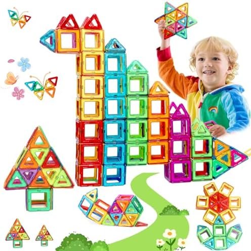 38 Pièces Construction Magnetique Enfant 3 Ans Garcon Fille Bloc de Construction Magnétique Jouet Enfant 3 4 5 6 Ans Fille Garcon Jeux Cadeaux d'anniversaire de Noël pour 3 4 5 6 7 8 Ans Fille Garcon
