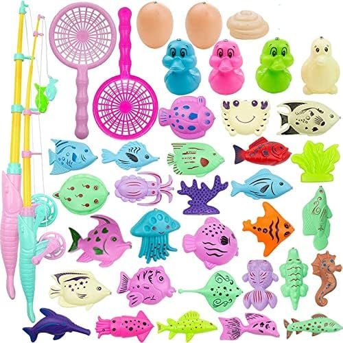 39 Pièces Jouet de Peche Magnétique, Jouet de Bain pour Bébé Enfant Fille Garcon, Jeu d'eau Éducatif, Jouets de Piscine Pêche Ensemble pour Jeu de Baignade