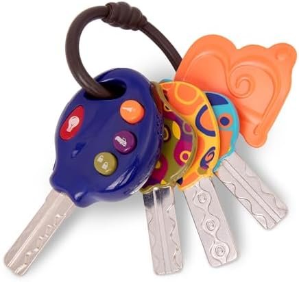 B. toys - LucKeys - Bleu - Clés de voiture sur porte-clés avec lampe de poche et sons de voiture - Pour les bébés et les enfants, 10 mois Plus