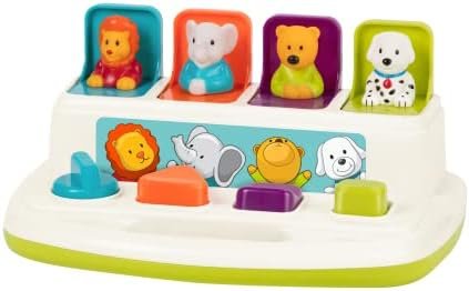 Battat - Pop-Up Pals - Jouet de Cause à Effet - Jouet de développement avec Boutons et Couleurs Classique - Jouets d'animaux à Trier - pour Enfants, Bambins, bébés - 18 Mois Plus