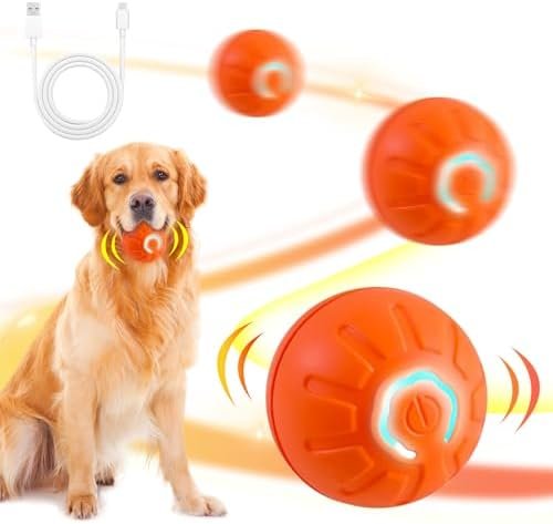 DAILINK Balle de jouet intelligent, jouet automatique pour chiens, balle interactive pour chiens, durable et automatique, pour chiots, petits et moyens, rechargeable par USB