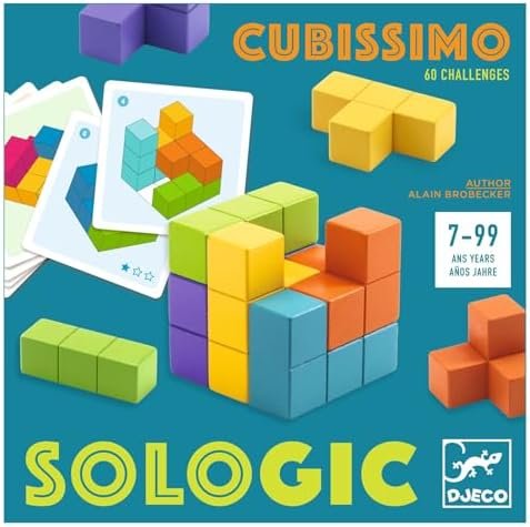 DJECO-Sologic Cubissimo Sologic Cubissimo Casse-tête en Bois Développe la Logique et la Mémoire, DJ08477, Multicolour, Petit