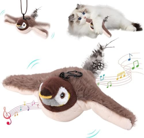 Générique Jouet Chat Interactif, Jouet pour Chat Oiseau Gazouillant,Oiseau pour Chat, Jouet pour Chat en Forme D'oiseau, Jouet en Peluche pour Chat pour Chat Jouet pour Chat Chantant (Moineau)