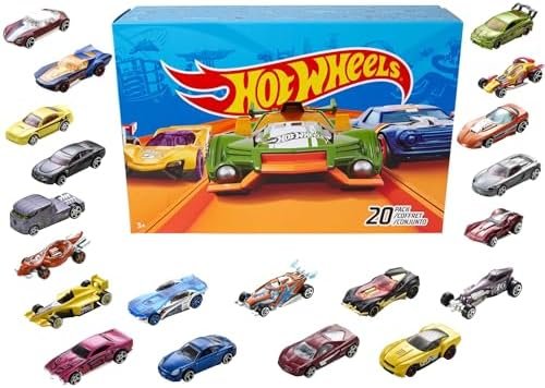 Hot Wheels Coffret De 20 Voitures, Camions Et Voitures Jouets À L'Échelle 1:64 avec Détails Et Décors Réalistes, Voitures De Collection, Modèle aléatoire, Jouet pour Enfant de 4 Ans et Plus, DXY59