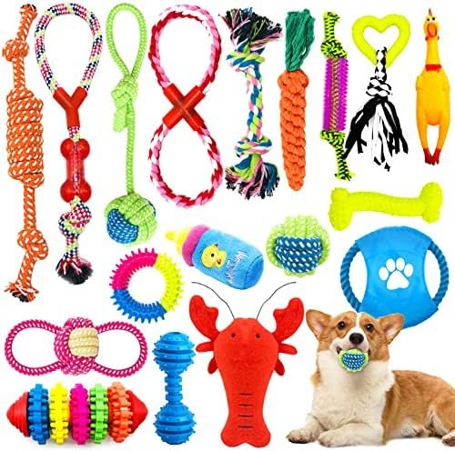 JOYBOY Jouets pour Chien,18 pièces Jouet Chien Corde,Durables Indestructible Jouet à Mâcher Corde de Dentition pour Petit et Moyen Chien