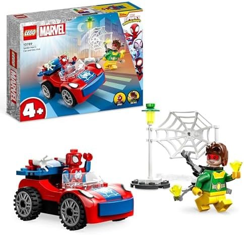 LEGO 10789 Marvel La Voiture de Spider-Man et Docteur Octopus, Jouet de Construction Spidey et Ses Amis Extraordinaires, avec Pièces Phosphorescentes, Enfants Dès 4 Ans