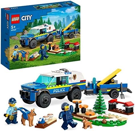 LEGO 60369 City Police Le Dressage des Chiens Policiers, Jouet de Voiture, SUV avec Remorque, Course d'obstacles, Set avec Figurines Animaux, Enfants Dès 5 Ans
