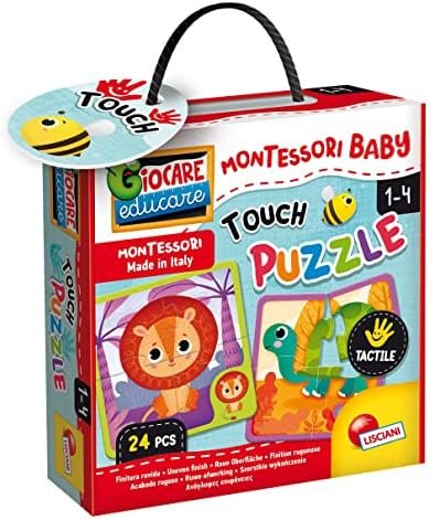 Lisciani - MONTESSORI BABY - Puzzle Tactile Éducatif pour Enfants de 1 à 4 Ans - 6 Puzzles de 4 Pièces - Développement Sensoriel et Motricité Fine - Apprentissage Méthode Montessori