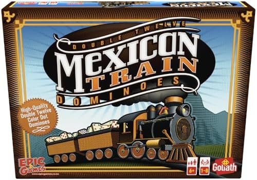 MEXICAN TRAIN DOMINOES - Jeu de Dominos pour Enfants dès 6 Ans - Jeu de Société Stratégique avec Dominos Colorés - Tous à Bord du Train Mexicain - Pour Jouer en Famille et entre Amis - 1 à 8 Joueurs