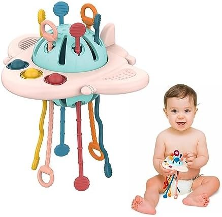 MYDOVA Montessori Bebe, Motricité Fine bébé, Jeux Sensoriel Bebe 1 an, Jeux de Corde à Tirer, Jouet de Dentition pour Bébé, Cadeau pour Garçons Filles