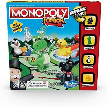 Monopoly Junior, Jeu de Societe pour Enfants, Jeu de Plateau, Version Francaise Exclusivité sur Amazon, 2 à 4 Joueurs