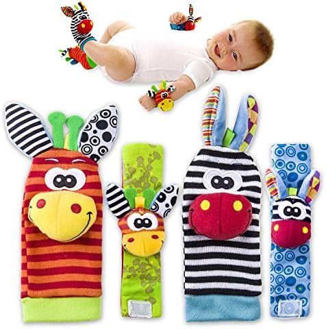 Multi - Sensorelle Hochet Poignet Bebe - Développement Sensoriel et Eveil Hochet Pied et Poignet - Chaussette Hochet Bebe 6 Mois - Jouet de Développement Cadeau Hochet Main et Pied Pour Bebe