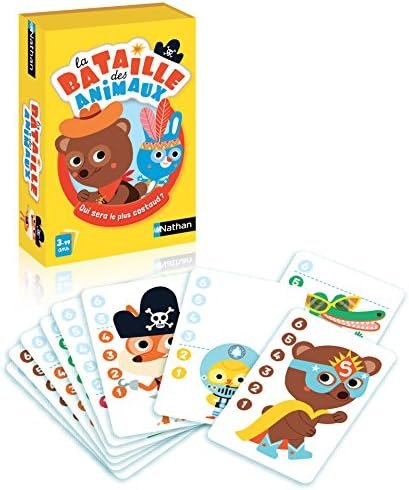 Nathan - La Bataille des Animaux - Jeu de Cartes Simplifié - A Jouer en Famille - Idéal Pour des Enfants d'âge différent - A Partir de 2 Joueurs - Pour dès 3 ans