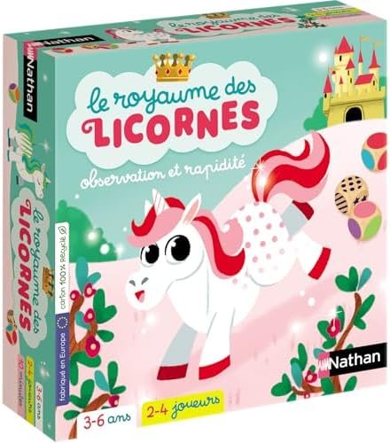 Nathan - Le Royaume des Licornes - Jeux de société Famille et Enfants - Sois Le Plus Rapide à retrouver la Licorne - De 3 à 6 Ans - 2 à 4 Joueurs