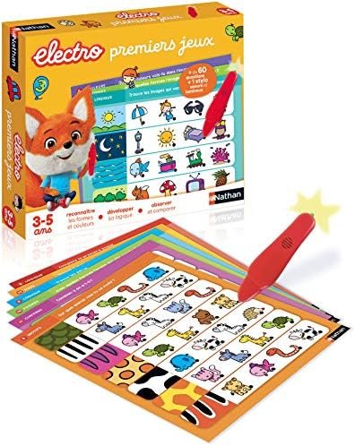 Nathan Nathan - Electro Premiers Jeux - Reconnaitre les Formes et les Couleurs - Jeu Educatif Electronique - 1 Stylo Sonore et Lumineux Inclus - Pour Enfants de 3 à 5 ans
