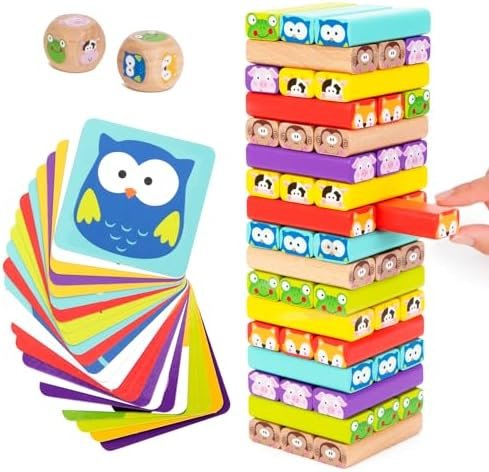 Nene Toys Tour 4 en 1 en Bois avec des Couleurs et Animaux - Jeu de Société Educatif pour Garçons et Filles De 3 à 9 Ans - Idéal comme Cadeau à Partager Entre Parents et Enfants