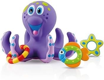Nuby Jouet de Bain – Pieuvre Flottante avec 3 anneaux | Jouets de bain intéractif pour bébé et enfant | 18+ mois, Violet