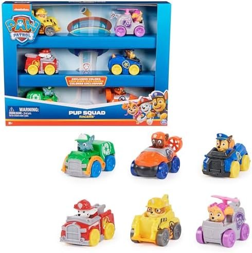 Paw Patrol - Pat Patrouille - Coffret Cadeau 6 Racers Pup Squad - Voiture Figurine À Collectionner - Pat Patrouille Jouet - Cadeau Enfant 3 Ans Et + - Jouet Enfant 3 Ans Et +