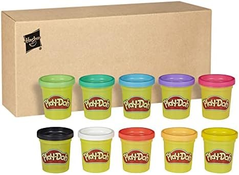 Play-Doh, Pack de 10 Pots de Pâte à Modeler, 10 x 56 g, Couleurs Vives, Activités Créatives pour Filles et Garçons Dès 2 Ans, Idèe Cadeaux pour Anniversaires