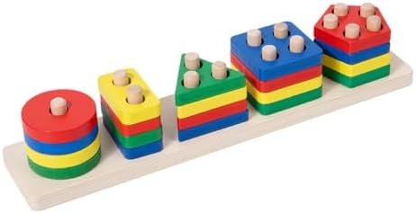QHFlashbuy Jouets Montessori à Empiler et de Tri 1 2 3 Ans,20PCS Jouet Éducatif De Couleurs Et De Formes Différentes,Formes Géométriques Puzzles à Trier Les