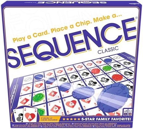 Sequence - Jeux de Société Famille et Enfants dès 7 Ans - Alignez 5 Pions pour Faire une Séquence - Jeu de Stratégie Divertissant avec Rebondissements - Jeu De Cartes - De 2 à 12 joueurs