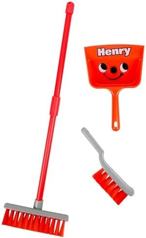 Set de ménage Casdon Henry, Jouets de ménage pour enfants dès 3 ans, Amusant et éducatif, Avec balai, balayette et pelle