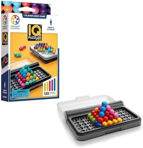 SmartGames - IQ Puzzler Pro - Jeu Casse Tête - Jeu de Réflexion - 120 Défis en 2D et 3D - 3 Modes de Jeu - Coffret pour les Voyages - 1 Joueur - A Partir de 6 Ans
