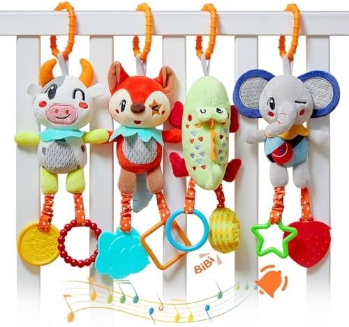 TUMAMA Jouets Poussette Suspendus Pour Bébé Jouet Hochet Animaux,Jouets éducatifs Sensoriels Pour Landau,Siège de Voiture,Peluche Jouets Naissance Berceau pour Garçons et Filles, Cadeaux 0 3 6 12 Mois