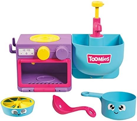 Toomies Cuisine Bain pour Bébé Et Tout-Petits, Jouet À Bulles, Ensemble 2 en 1, Jeu d'eau pour Enfants, Adapté Aux Garçons Et Filles De 18 Mois À 4 Ans, E73264, Multicolore, 21 x 28 x 15 cm