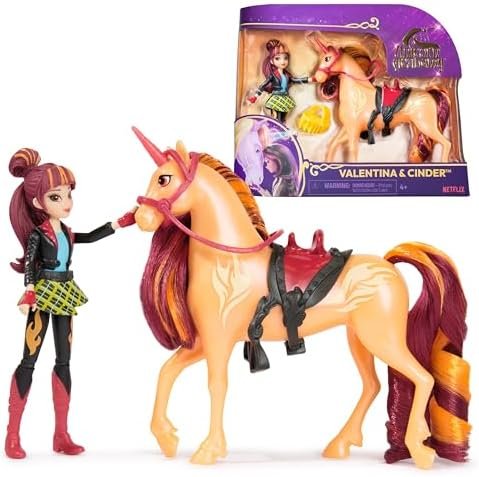 Unicorn Academy - L'Ecole des Licornes - Licorne Cinder + Poupée Valentina - Licorne, Poupée Et Accessoires À Collectionner- Jouets Inspirés De La Série L'Ecole des Licornes - Jouet Enfant 4 Ans et +