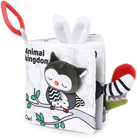Vicloon Livre Tissu Bébé Eveil,Jouet Educatif Enfant Idée Cadeau Dès la Naissance, Livre Doux Froissé avec des Animaux (forêt)