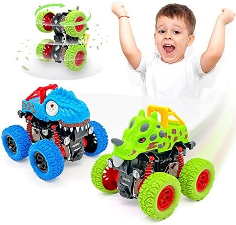 Voiture Jouet Lot de 2 Monster Truck Dinosaure, Cars Bebe Jeux Camion Enfant Garçon Cadeau 2 3 4 5 Ans
