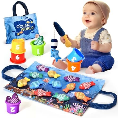 Yitical Jouet Bebe 1 an, Montessori Pêche a la Ligne Jeux pour Enfant 1 2 Ans, Educatif Jouet Bébé, Cadeau pour Fille Garcon 1-3 Ans 6 12 18 Mois