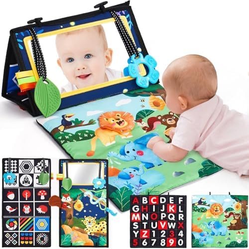 hahaland Jouet d'Éveil Bébé 6 Mois avec Miroir Éveil Montessori Noir et Blanc Jouets Sensoriels pour Tout-Petits, Cadeau pour Bébé Naissance Fille Garcon 0 3 6 12 Mois