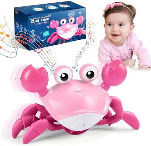 Adeokay Crabe Qui Marche Bebe, Jouet Bebe 1 2 an Cadeau Enfant 1 2 Ans Jouet Enfant 1 2 Ans Fille Jouets D'éveil Musicaux Jeu Jouet Bebe 3-6-12 Mois Idée Cadeau Bébé 1 an Anniversaire