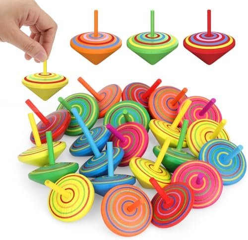 Annhao Toupies Jouets en Bois, 30 Pièces , Mini Spinning Top Gyroscopes Coloré, Anniversaires d'enfants invités Petits Cadeaux pour Les Enfants de 3 à 7 Ans (Couleur aléatoire)
