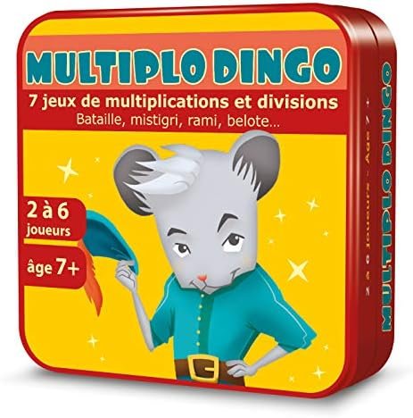 Aritma - MULTIPLODINGO - Jeu Educatif pour Enfants dès 7 Ans - 7 Jeux de Cartes pour Apprendre Multiplications et Divisions - Jeu de Société -2 à 6 Joueurs - 15 Min - Version Française