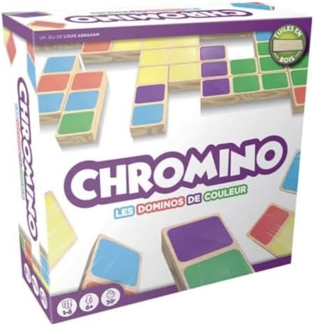 Asmodee - CHROMINO - Edition en Bois - Jeux de Société - Jeu de Dominos de Couleur en Bois - Adulte et Enfant à partir de 6 Ans - Jeu Famille 1 à 6 Joueurs - 30 Min - Version Française
