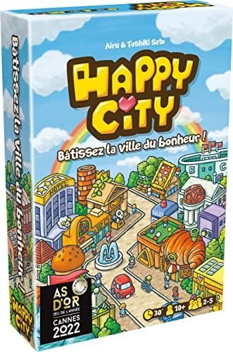 Asmodee - Happy City - Jeu de Société de Construction Urbaine pour Enfants Dès 10 Ans - Créez Votre Ville - Lauréat As d'or 2022-2 À 5 Joueurs - 30 Min - Version Française
