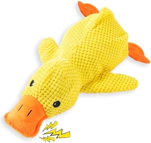 Axinyijia 32cm Jouet Chien Canard Qui Couinent, Peluche Canard Anti-Stress Chien, Jouet Canard Indestructible pour Chiens