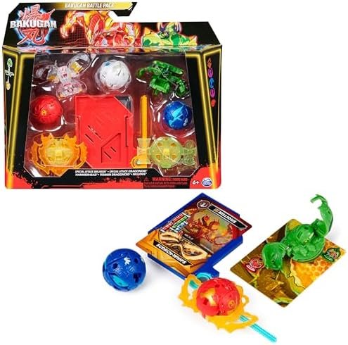 BAKUGAN 3.0 - BATTLE PACK - 3 Billes Bakugan, 2 Billes Special Attack, 2 Anneaux De Combat, 1 Carte Lanceur Et 12 Cartes - Collection Bakugan Jouet - Jouet Enfant 6 Ans Et + Modèle Aléatoire