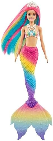 Barbie Dreamtopia Sirène Magique Arc-en-Ciel, Poupée Sirène Changeant De Couleur dans l'eau, Jouet pour Enfant de 3 Ans et Plus, GTF89