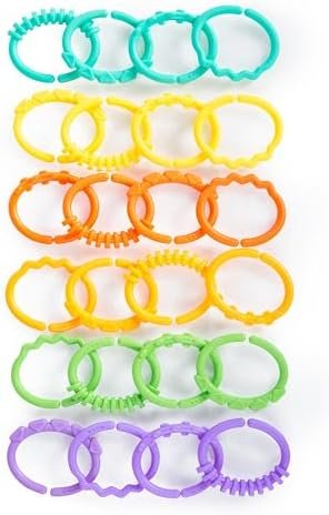 Bright Starts, Lots of Links, Jouets à anneaux pour la poussette ou le siège de la nacelle - 24 pièces sans BPA, pour les 0 mois et plus