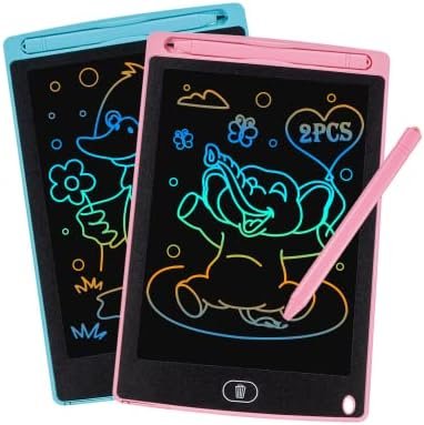 Carehabi 2 Pièces Tablette d'écriture LCD de 8,5 Pouces Coloré,Effaçable Et réutilisables,pour Filles de 2-7 Ans Tablette Dessin Enfant,Jouet Educatif de Filles et Garçons,Cadeaux d'anniversaire Noël