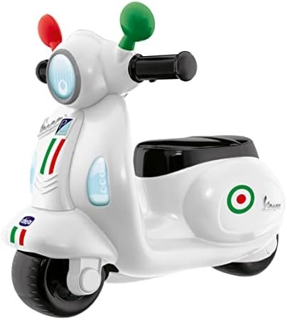 Chicco Moto Porteur pour Enfants, Trotteur Vespa Primavera Italie, Jouet avec Panneau Electronique, Lumières et Sons, Stabilisateurs avec Roues amovibles, Max 25 kg - Jouet Enfant de 1 à 3 Ans