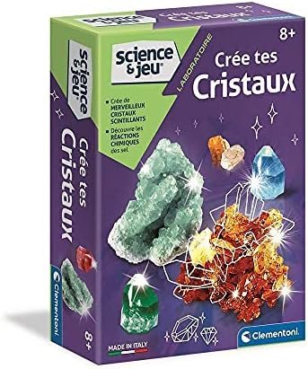 Clementoni | Science & Jeu – Crée tes Cristaux pour Enfants 8 Ans+ | Kit Scientifique avec Alun, Tubes et Lunettes | Expériences de Chimie à Réaliser à la Maison | Activité Ludique et Pédagogique