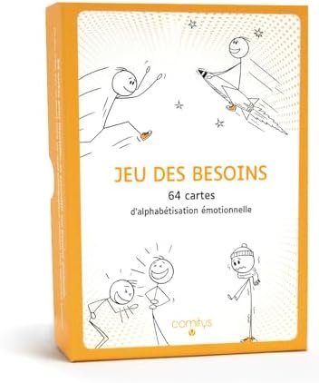 Comitys | Jeu des Besoins | Langue : Français | 64 Cartes d’Alphabétisation Émotionnelle | Outil Pédagogique | Communication Non-Violente | Coaching, Formations, Thérapie, Écoles