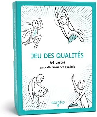 Comitys | Jeu des qualités | Langue : Français | 64 Cartes pour découvrir Ses qualités | Outil pédagogique | Estime de soi | 256 qualités humaines à découvrir | Compétences psychosociales