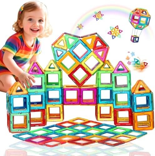 Construction Magnetique jouet enfant 3 ans Bloc de Construction Magnétique Jeux Enfant 3 4 5 6 Ans Fille Garcon Montesorri Jouet Cadeau Enfants 3 4 5 6 7 8 Ans Fille Garcon Pour Anniversaire Noël